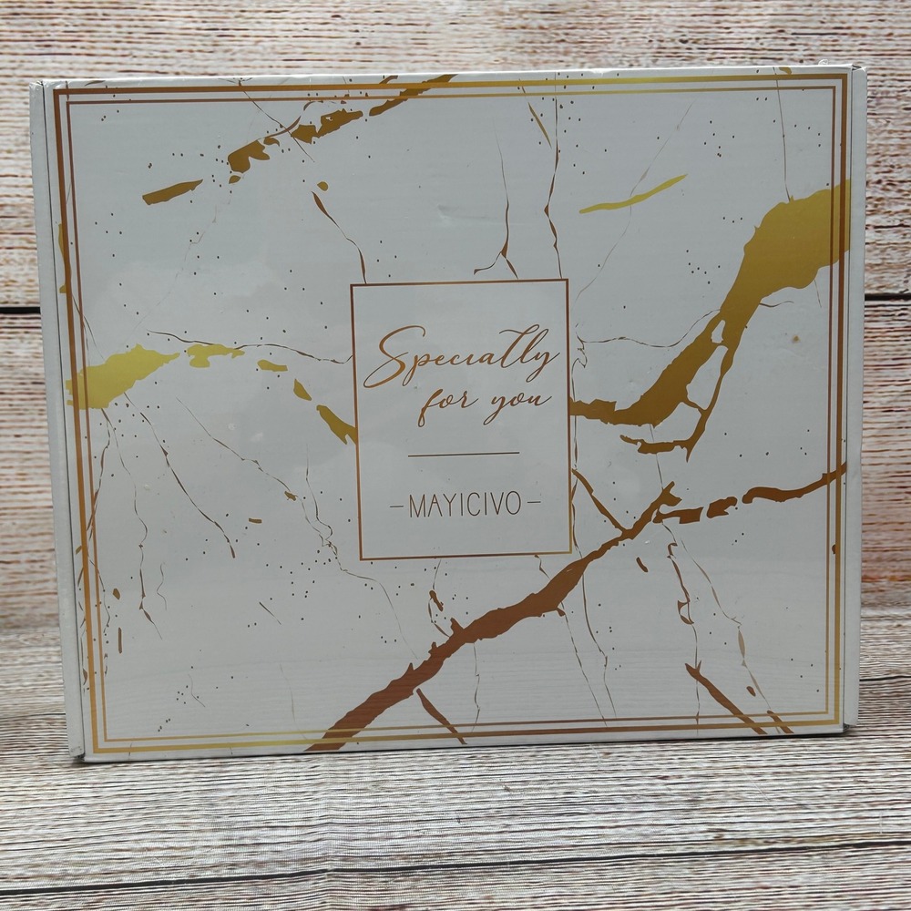 MAYICIVO Wine Cooler Bag Set Insulated Gift Box White Gold Marble X004DTKMH1 NEW